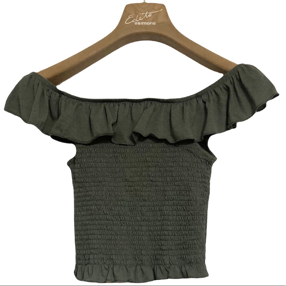 SM•NWT•STREETWEAR SOCIETY•OFF THE SHOULDER CROP TOP W RUFFLES•